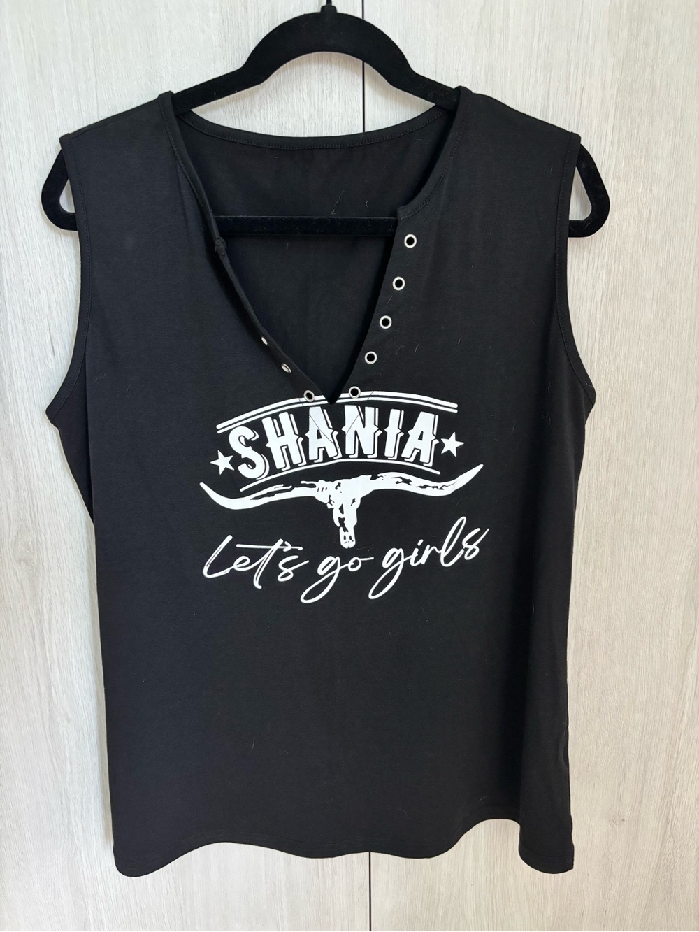 “Let’s Go Girls” Graphic V-Notch Tank